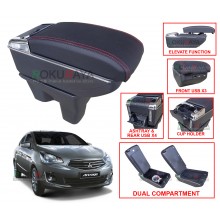 Mitsubishi Attrage Custom Fit Multi Purpose USB Chrome Redline Leather Arm Rest Center Console Box